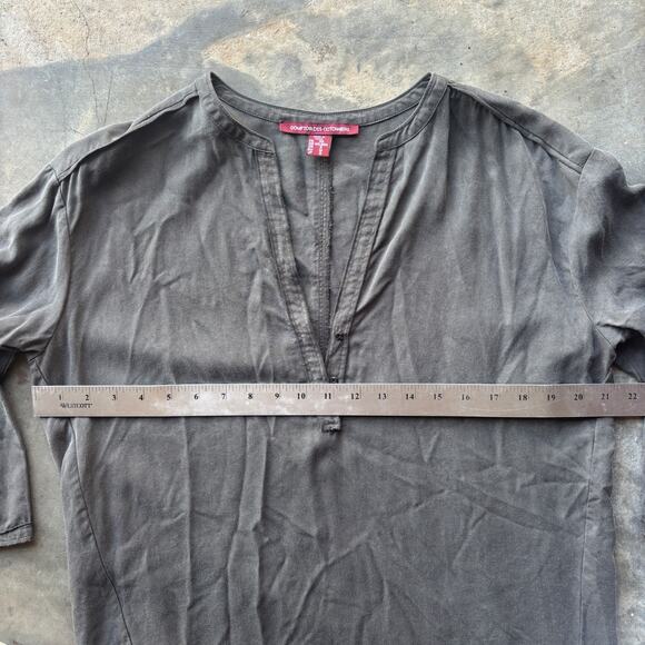 Comptoir Des Cotonniers Shift Dress Women's Small Green 3/4 Sleeve Split Collar - Picture 7 of 12